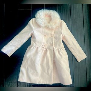 Janie and Jack Pink Coat with Faux Fur Collar